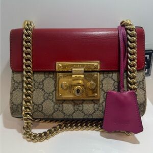 Gucci GG Monogram Red Padlock  Bag